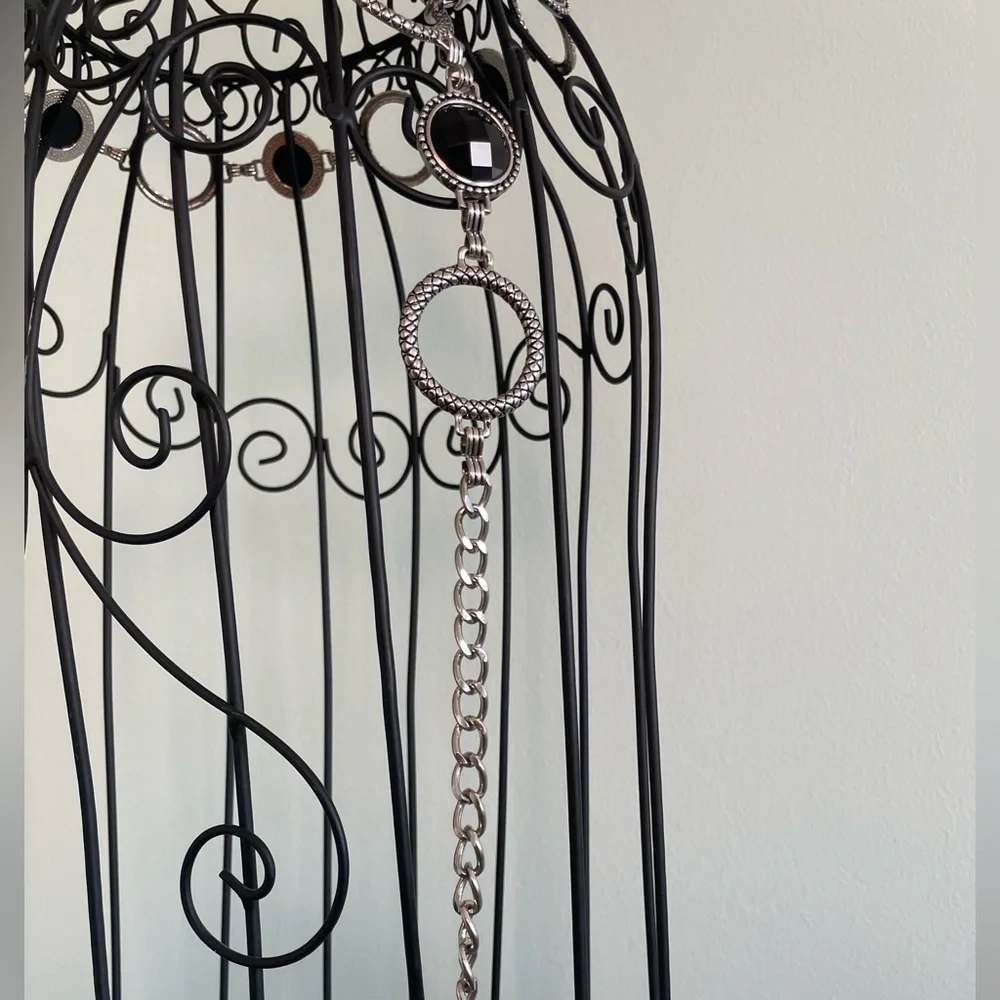 Silver and black Festival chain / festival belt